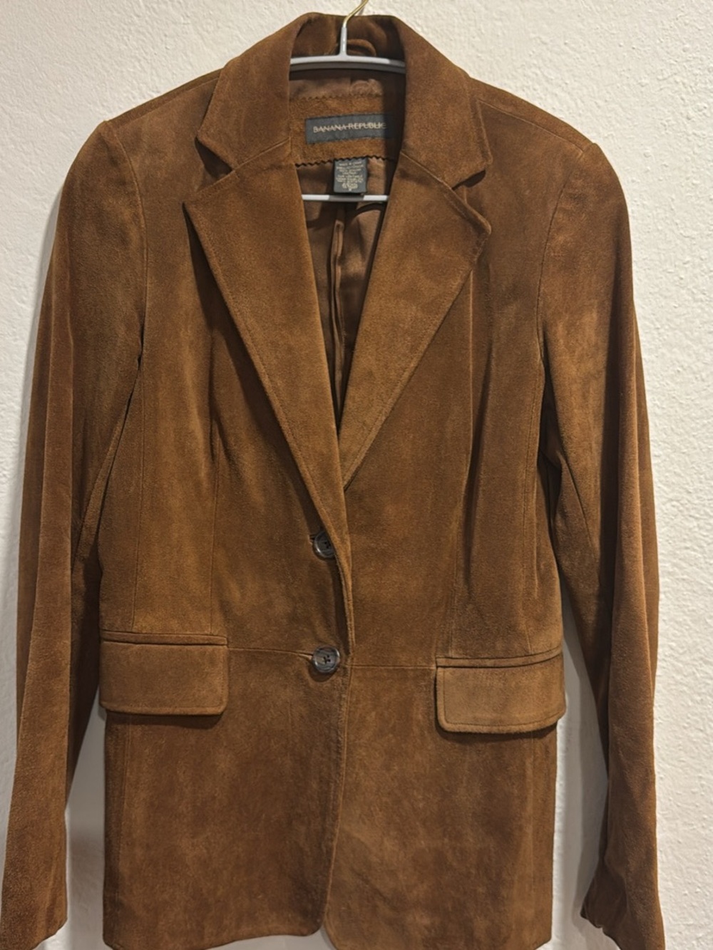 Banana Republic Suede Blazer Jacket in Chestnut Brown heavy suede tailored